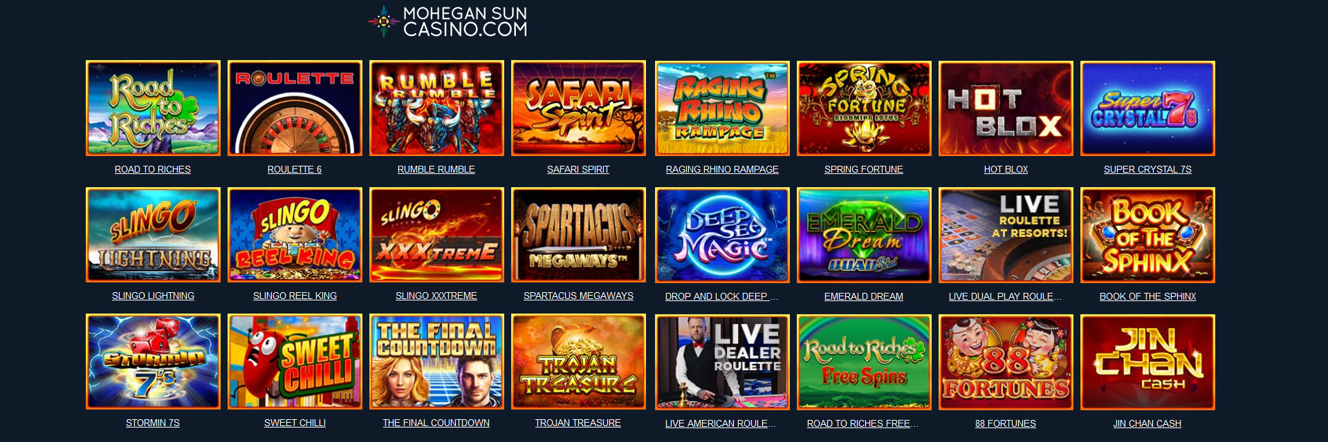 Mohegan Sun casino slot games. 